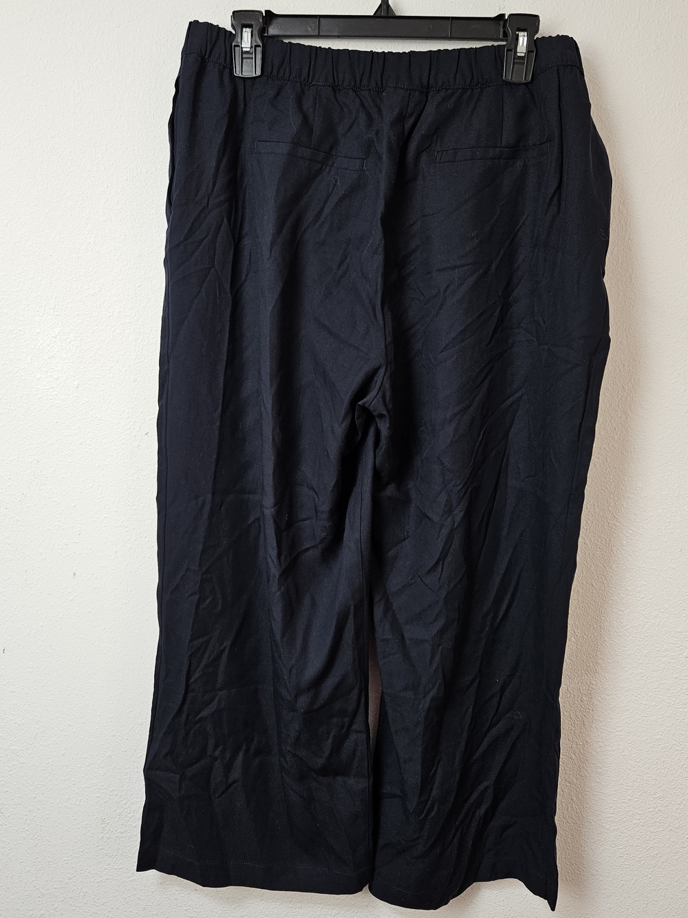 J Jill Navy Elastic-Waist Casual Wide Leg Cropped Lyocell Pants Size Medium - Picture 4 of 7